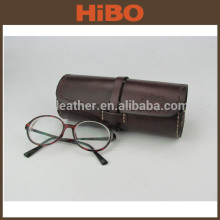 Handmade saddle tan leather glasses case for men